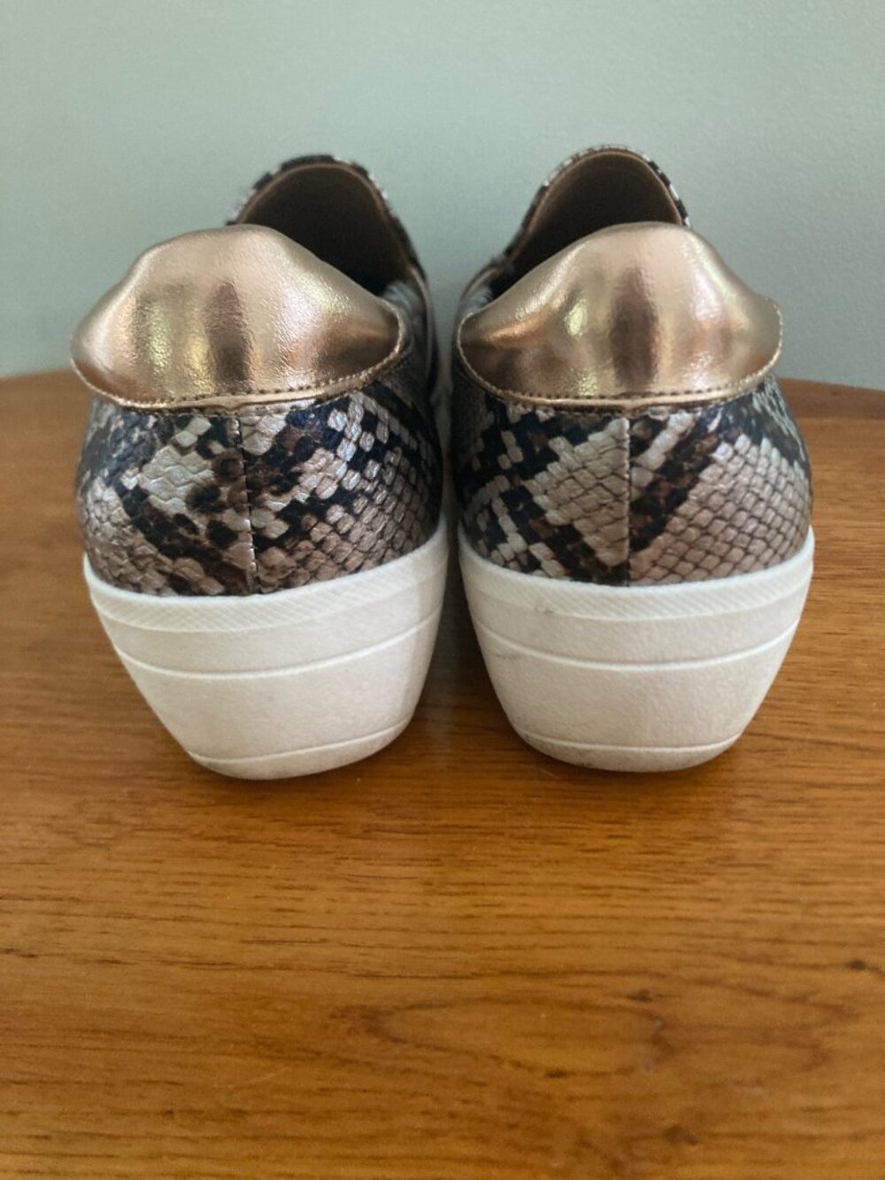 New Directions Snakeskin Slip-On Sneakers With Metallic Heel Accent Cushioned In - Picture 4 of 7